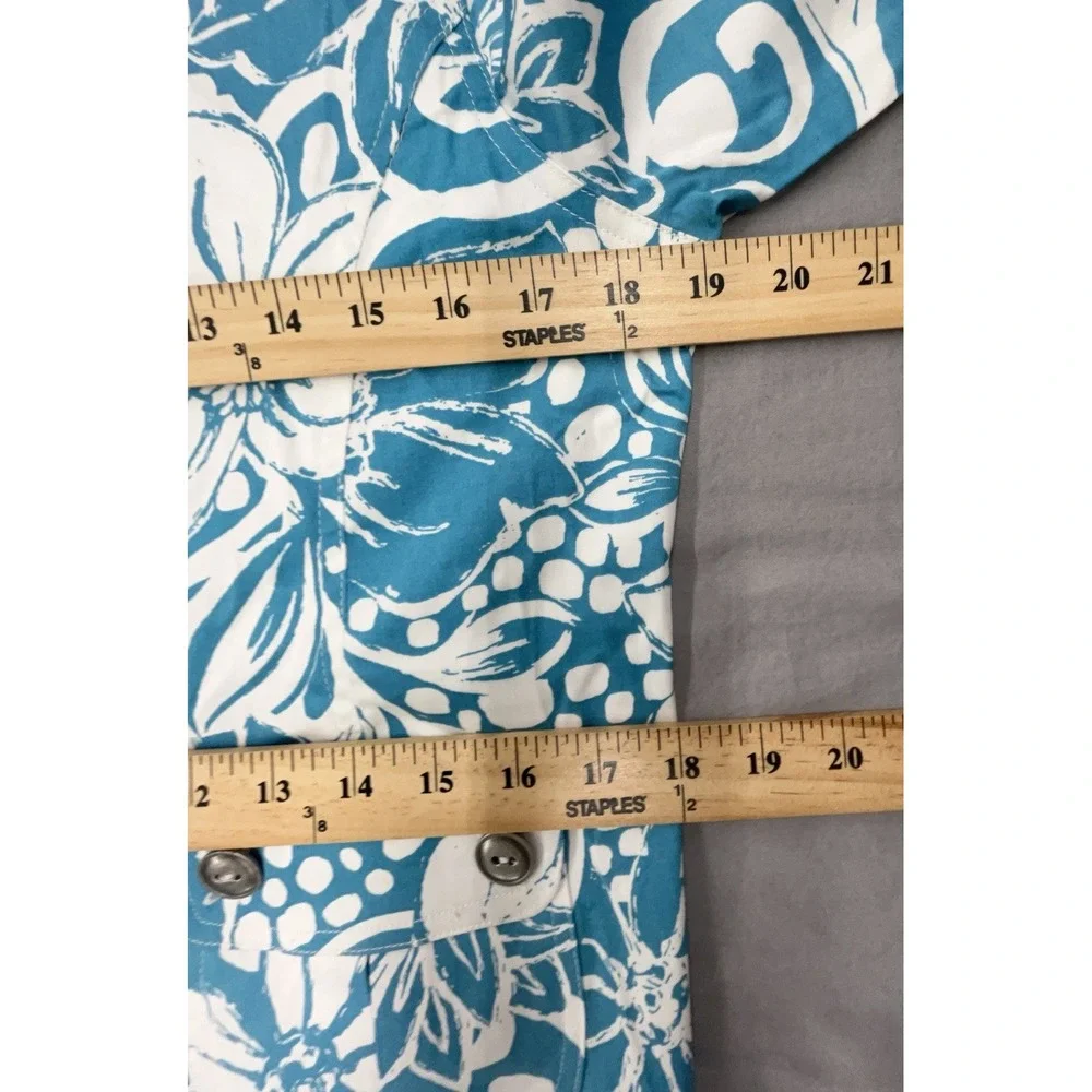 Sportelle Shirt Jacket Women S Aqua Blue Tropical Cotton Coastal Preppy Vacation